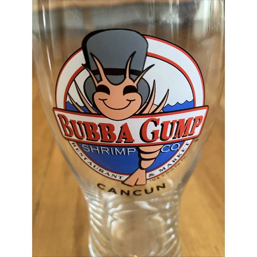 Cancun Bubba Gump Shrimp Co 22 oz Tall Beer / Soda Glass Cancun 7.75” Pilsner